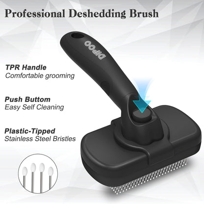 Self Cleaning Shedding Brush - Skin Friendly Grooming Tool for Dogs, Cats, and P