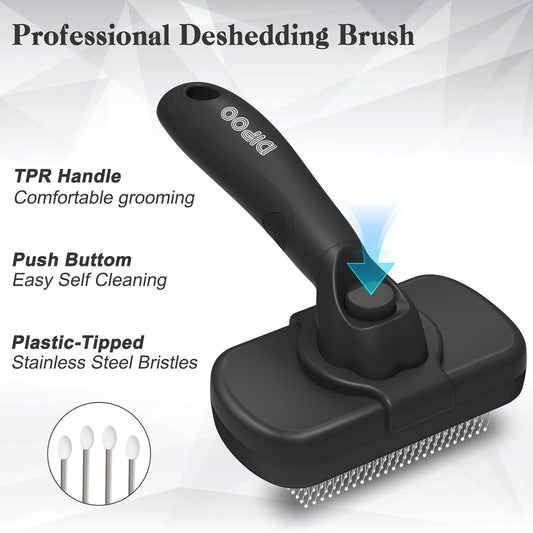 Self Cleaning Shedding Brush - Skin Friendly Grooming Tool for Dogs, Cats, and P