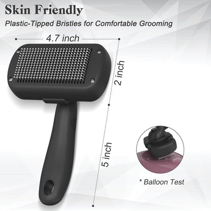 Self Cleaning Shedding Brush - Skin Friendly Grooming Tool for Dogs, Cats, and P